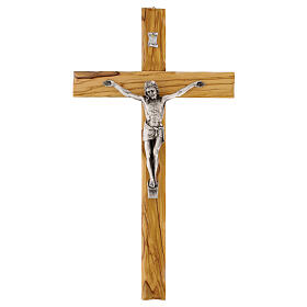 Crucifijo de madera de olivo italiano irregular 36x19 cm