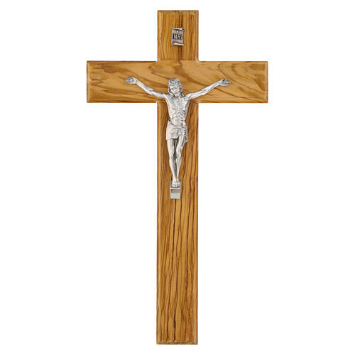 Crucifixo de 47x25 cm em madeira de oliveira italiana para parede 1