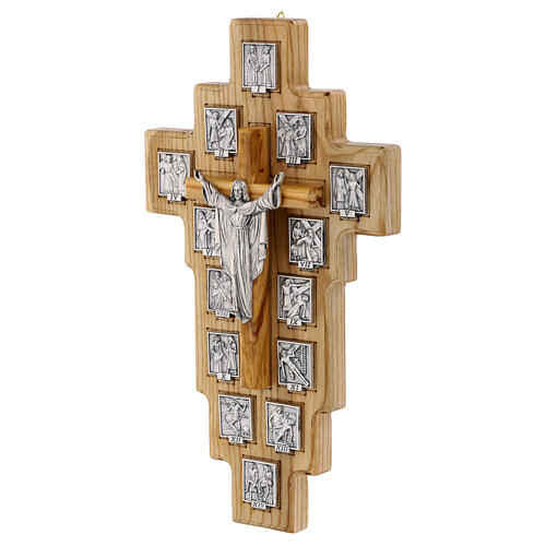 Cruz em oliveira nacional Via Sacra 28x16 cm 3