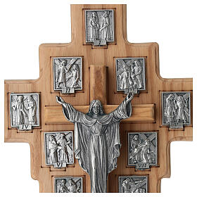 Croce da tavolo in ulivo italiano Via Crucis 32x16 cm