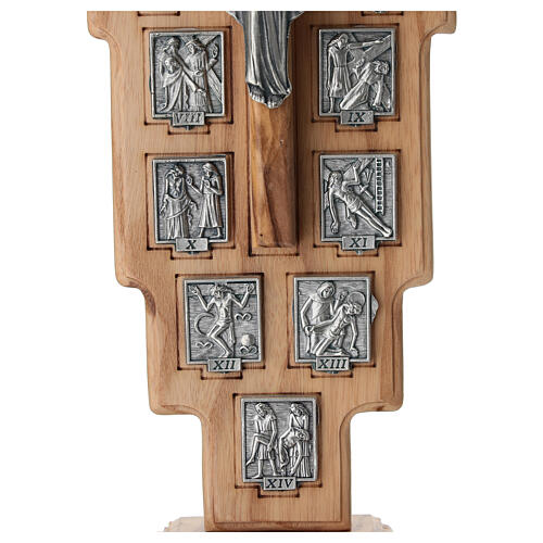 Croce da tavolo in ulivo italiano Via Crucis 32x16 cm 4
