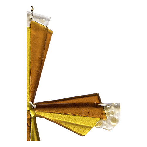 Cruz de vidrio fundido ámbar y oro 3