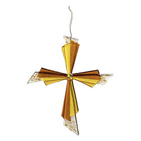 Croce in vetro fuso ambra e oro