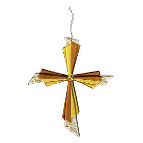 Cruz em vidro fundido âmbar e ouro