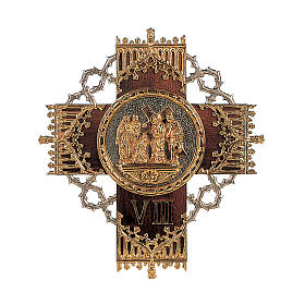 Way of the Cross 60x50 cm with Molina silver-plated bronze cross with crown of thorns, 14 stations