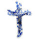 Crucifix mural bleu en verre de Murano 16x10,5 cm s3