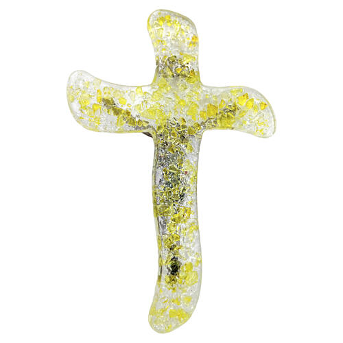 Yellow Murano Glass Religious Cross, 16x10.5 cm  Classic Rialto Design 3