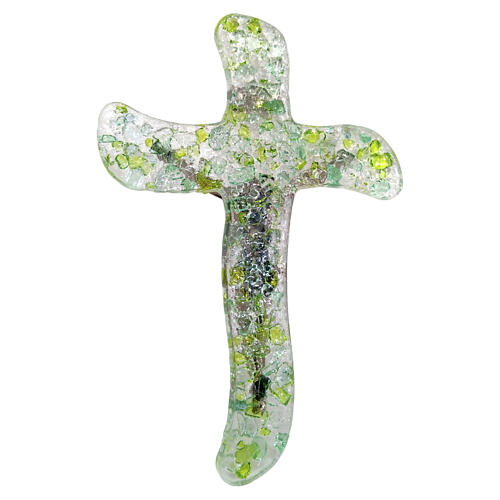 Venetian green Murano glass crucifix, 16x10cm 3