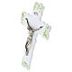 Crucifixo vidro de Murano branco com insertos verdes 16x10 cm s2