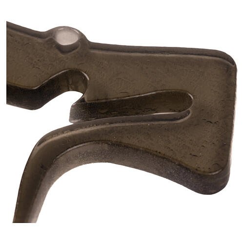 Cruz tau em vidro bronze com figura estilizada de Cristo 16x10 cm 5