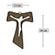 Tau wall cross in bronze-finish glass with stylized Christ figure, 15.5x11.5 cm s6