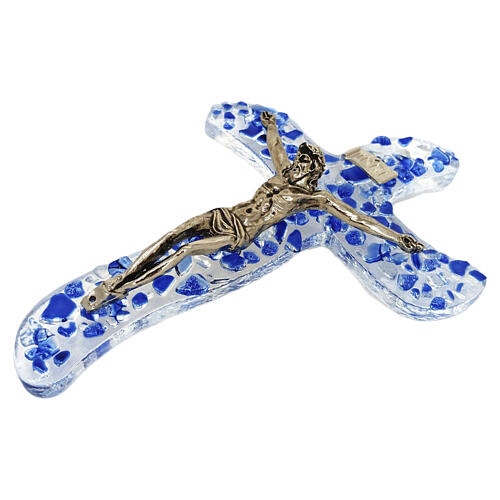 Blue Murano glass wall crucifix, 25x20 cm 2