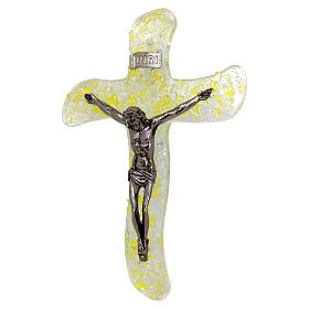 Yellow Murano glass wall crucifix, 10x8 in