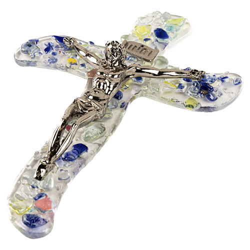 Croce vetro di Murano multicolor 25x20 cm Cristo in zama 2