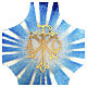 Croix Chi-Rho ALPHA et OMÉGA bleue en verre de Murano 25x20 cm s2