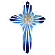Cruz PAX Alfa e Ômega azul em vidro de Murano 25x20 cm s1