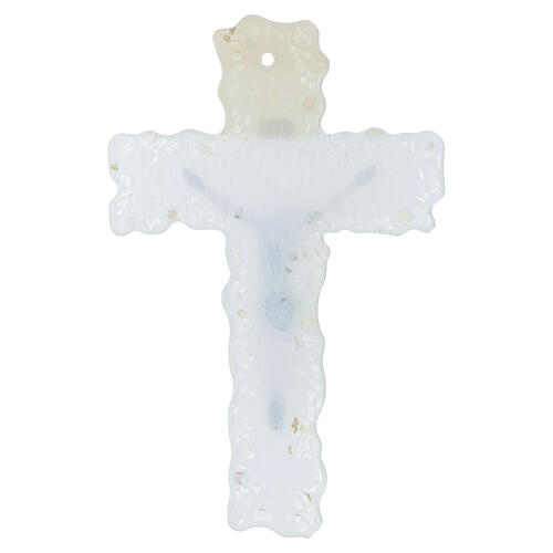 Crucifix verre de Murano blanc 25x20 cm 4
