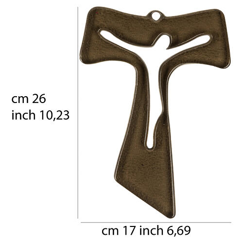 Tau Murano glass wall cross in bronze color, 25x20 cm 4
