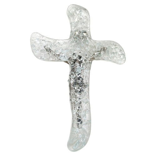White Murano glass wall crucifix, 30x25 cm 3