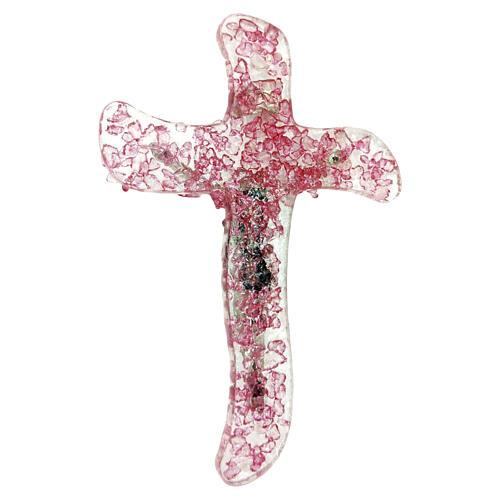 Croce vetro di Murano rosa 30x25 cm vetro decorativa da parete 3