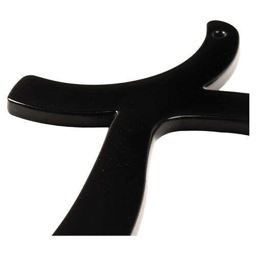 Shaped wall cross in black Murano glass, 12x8 in 2