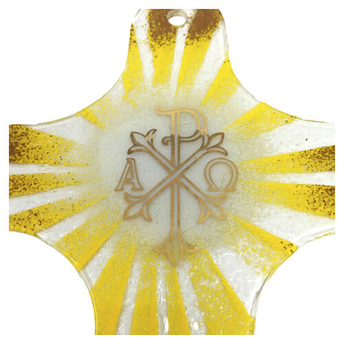 Murano glass Chi-Rho cross with gold rays, 12x8 in 3