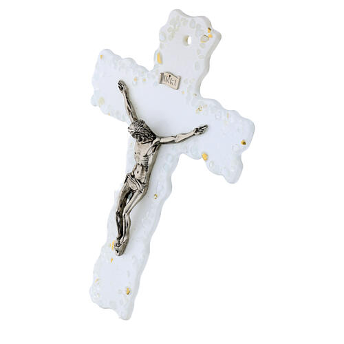 Kruzifix – Wandkreuz aus Murano-Glas mit transparenten Applikationen, 30 × 25 cm 2