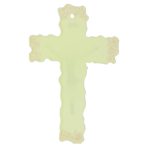 Kruzifix – Wandkreuz aus Murano-Glas mit rosafarbenen Applikationen, 30 × 25 cm 3