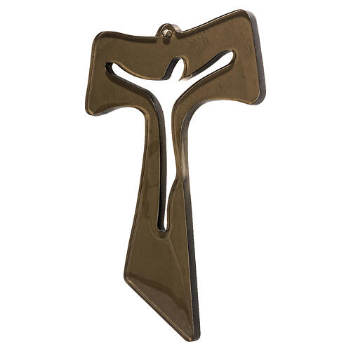 Murano glass Tau cross, 12x8 in, bronze finish with cut-out silhouette 6