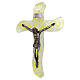 Cruz vidrio de Murano amarillo 40x25 cm para colgar s1