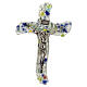 Kruzifix – Wandkreuz aus Murano-Glas mit multicoloren Applikationen, 40 × 25 cm s1