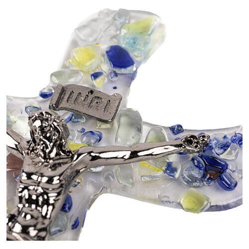 Cruz de vidro de Murano multicolorida 40x25 cm com aplicações policromadas 3