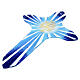 Artistic blue Murano glass cross with ray effect, 16x10 in s3