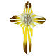 Decorative Murano Yellow Glass Cross with Rays of Light, 40x25 cm s1