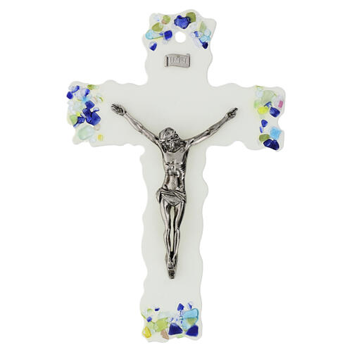 Croix en verre de Murano 40x25 cm avec détails multicolores 1