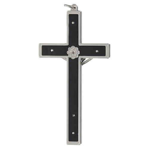 Traditional crucifix in black wood 12 cm with metal body 4