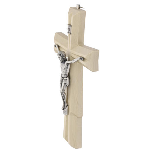 Crucifix in hornbeam wood with metal Christ 20 cm 3