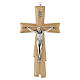 Wall crucifix of hornbeam wood with metallic body of Christ, 10x4 in s1