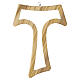 Tau cross in olive wood with carved openwork and central opening, 10 in s1