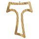 Tau cross in olive wood with carved openwork and central opening, 10 in s3
