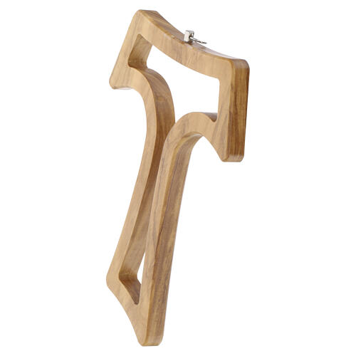 Tau wall cross 15 cm with openwork on olive wood 2