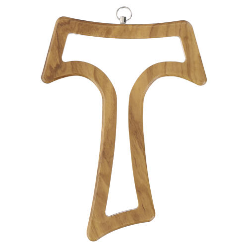 Tau wall cross 15 cm with openwork on olive wood 3