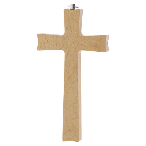 Crocifisso faggio legno scuro corpo metallo argentato 15 cm 4