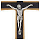 Crucifixo em madeira de faia escura com corpo metálico prateado 15 cm s2