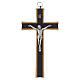 Beech wooden crucifix with silvered metal body, 15 cm s1