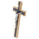 Beech crucifix with dark wood insert, silver metal body 25 cm s3