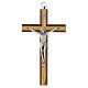 Crocifisso compatto mogano inserti ulivo Cristo metallo 15 cm s1