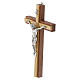 Crucifijo madera combinada caoba olivo figura plateada 20 cm s3