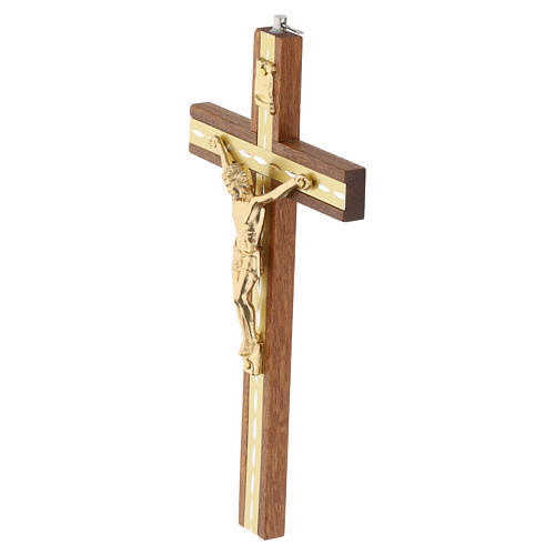 Crucifijo pared en madera de caoba Cristo dorado lámina dorada 20 cm 3