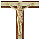 Crucifix mural bois acajou Christ métal doré tôle dorée 20 cm s2